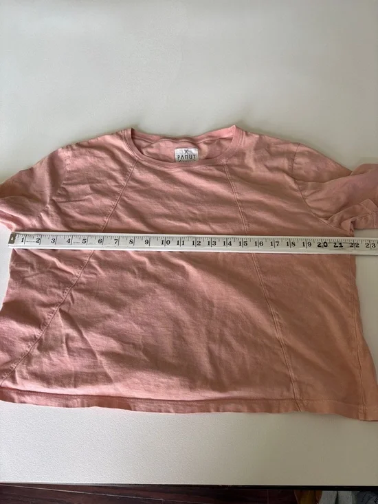 Pamut Apparel Cropped Boxy Tee Washed Peach 100% Cotton Boho Casual Size L - Picture 5 of 9